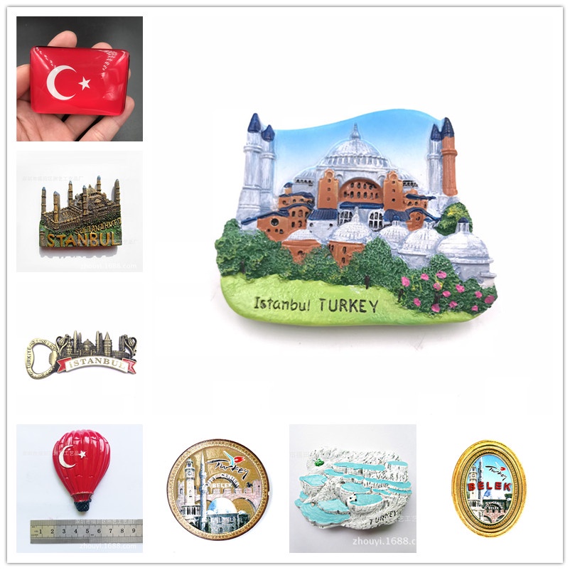 Creative Turkey Travel Fridge Magnet Souvenir Istanbul Pamukkale Decorative Magnets High Quality Hot Air Balloon Crystal Flag