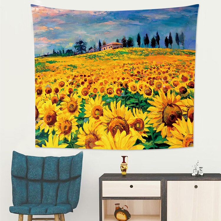 Sunflower 3D Tapestry Wall Hanging Sandy Beach Throw Rug Blanket Camping Tent Travel Mattress Bohemian Tapestries Carpets Bedroom Dorm Background Decoration 121604