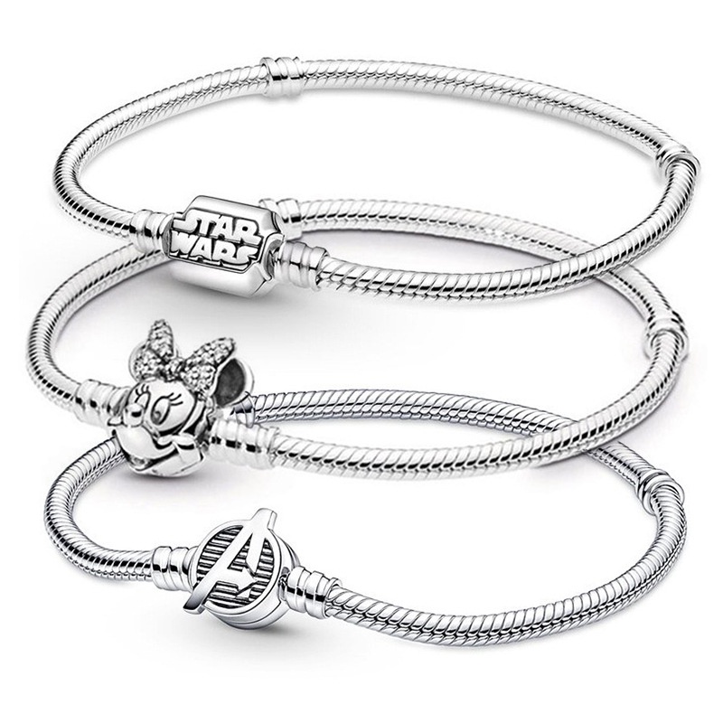 Mickey Mouse Marvel Style Snake Chain Fits DIY Pan Brand Charms Bracelets Bangle For Women Childrens High-Quality Jewelry Make Dropshipping