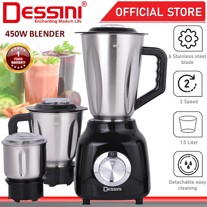 DESSINI ITALY 1.5L Stainless Steel Blender Grinder Mixer Juicer Extractor Food Processor Smoothie Ice Crusher / Pengisar