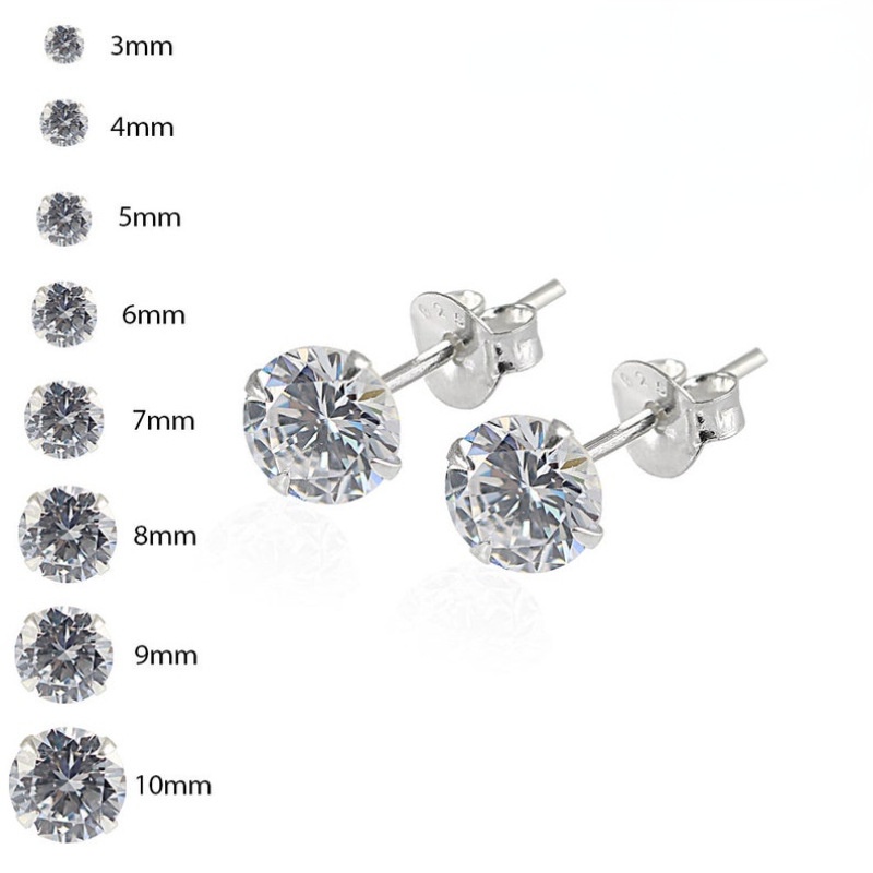 2pcs Europe America Hot Selling Six-Claw Zircon Earrings Ladies Temperament Jewelry Fashion Earrings Foreign Trade