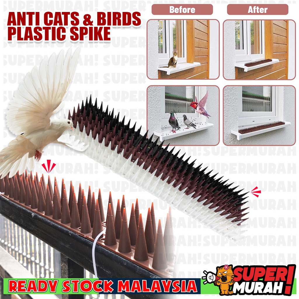 [Penghalang Burung Tajam] Plastic Spike Anti Cat Birds Animal Repellent Mat Humane Anti Cat Mat Anti 驱动物障碍物