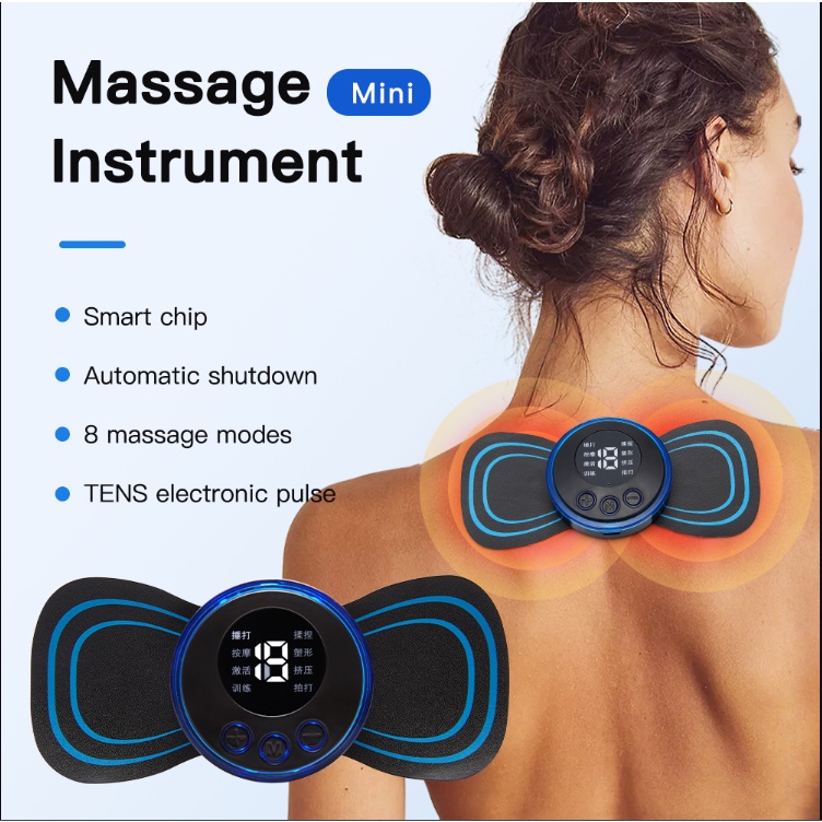 8 Modes 19 Gears Electric Pulse Neck Massager Cervical Back Muscle Pain Relief Tool Shoulder Leg Body Mini Massage Relax Cushion mesin