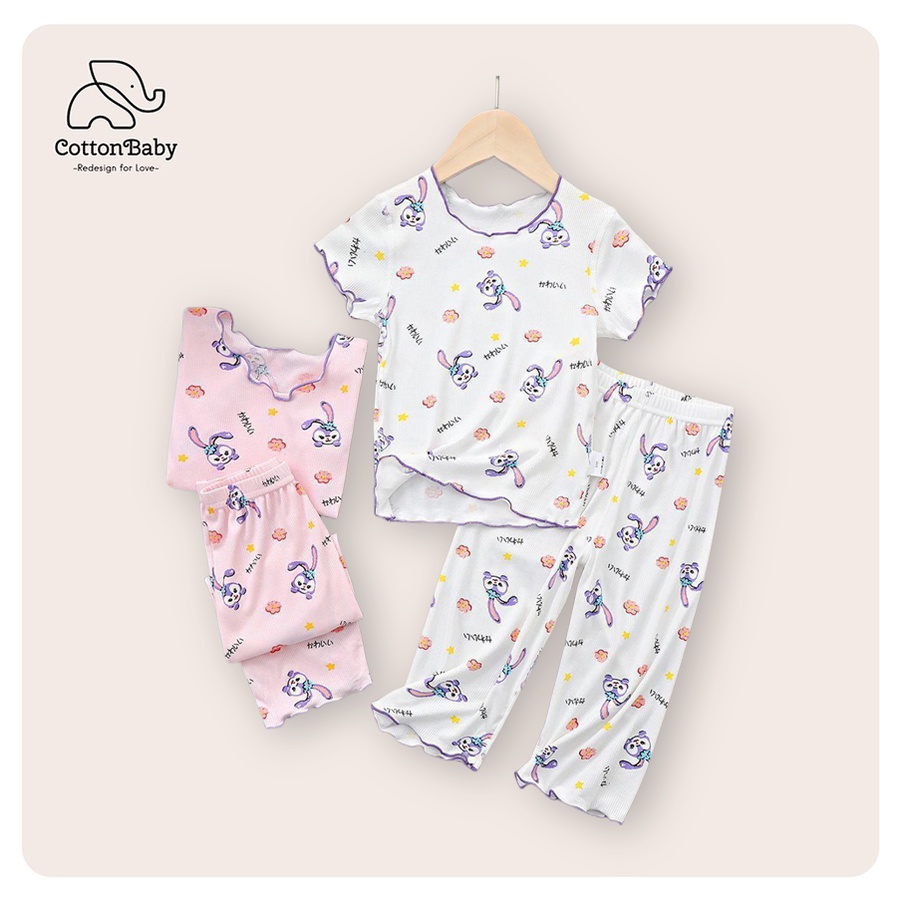 [90-160CM] Children's Pajamas Set Summer High-Value Thin Style Home Clothes Girls Short-Sleeved Fashion Air Conditioning Cute Family Ready Stock