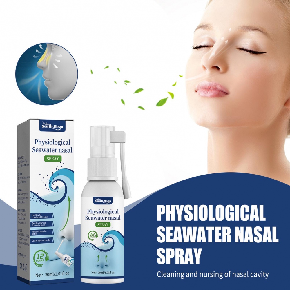 30ml Physiological Seawater Nasal Spray Saline Nasal Moisturizing Spray Clean Nasal Cavity Fast Relief Nasal Congestion Sinus Allergies