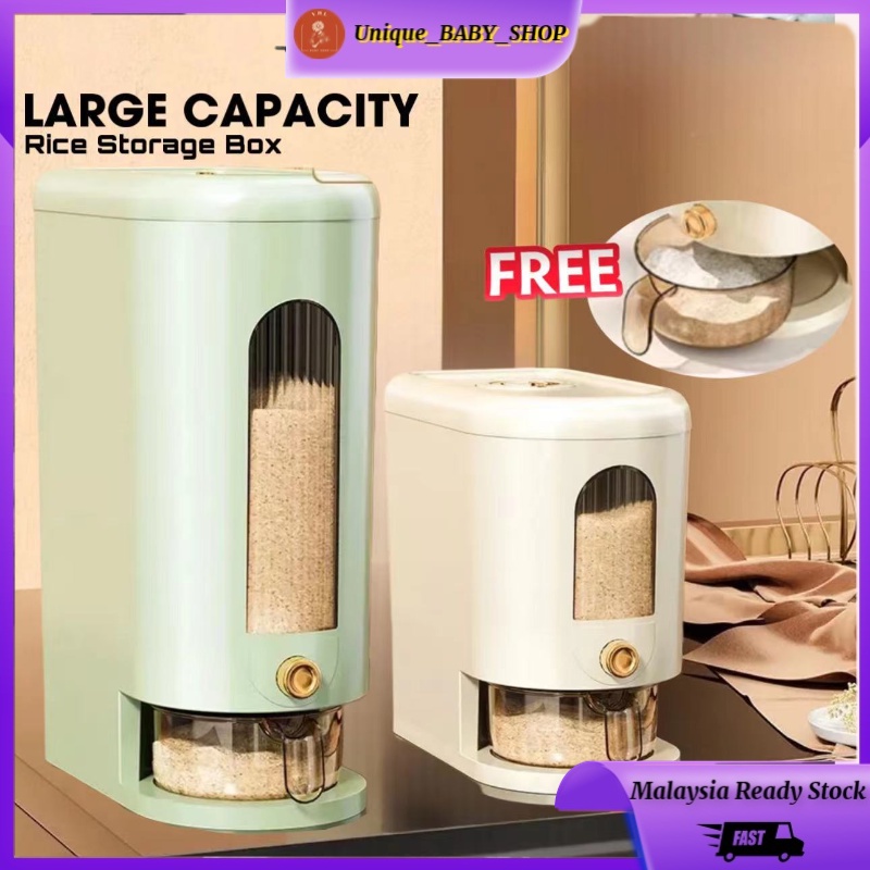 SUPER CAPACITY 5KG/10KG Rice Dispenser Nano Bucket Insect Moisture Proof Food Storage Container FREE Rice Cup