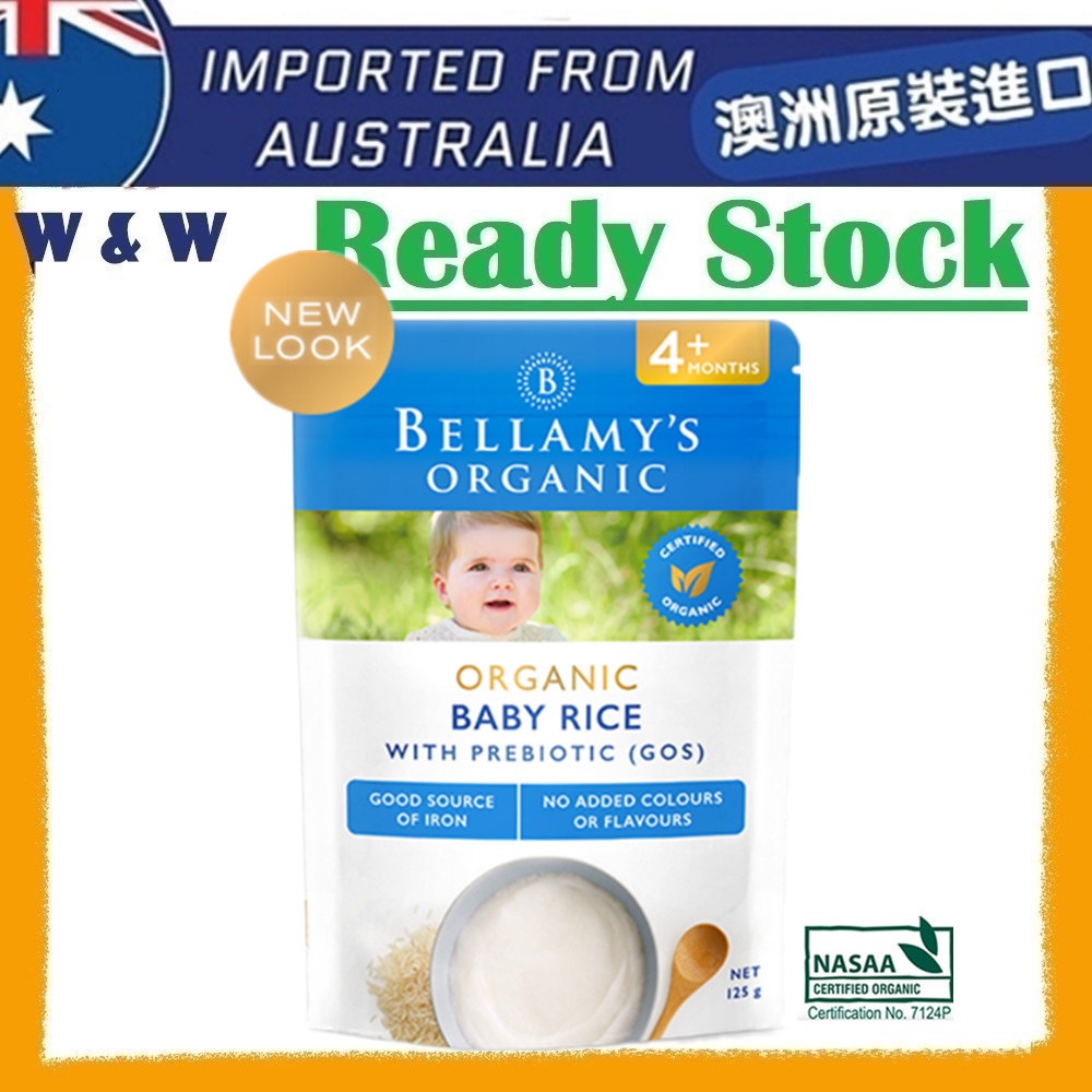[AUS Import EXP 07/2025] Australia Imported Bellamy's Organic Baby Rice With Prebiotic 4+ Months ( 125g )