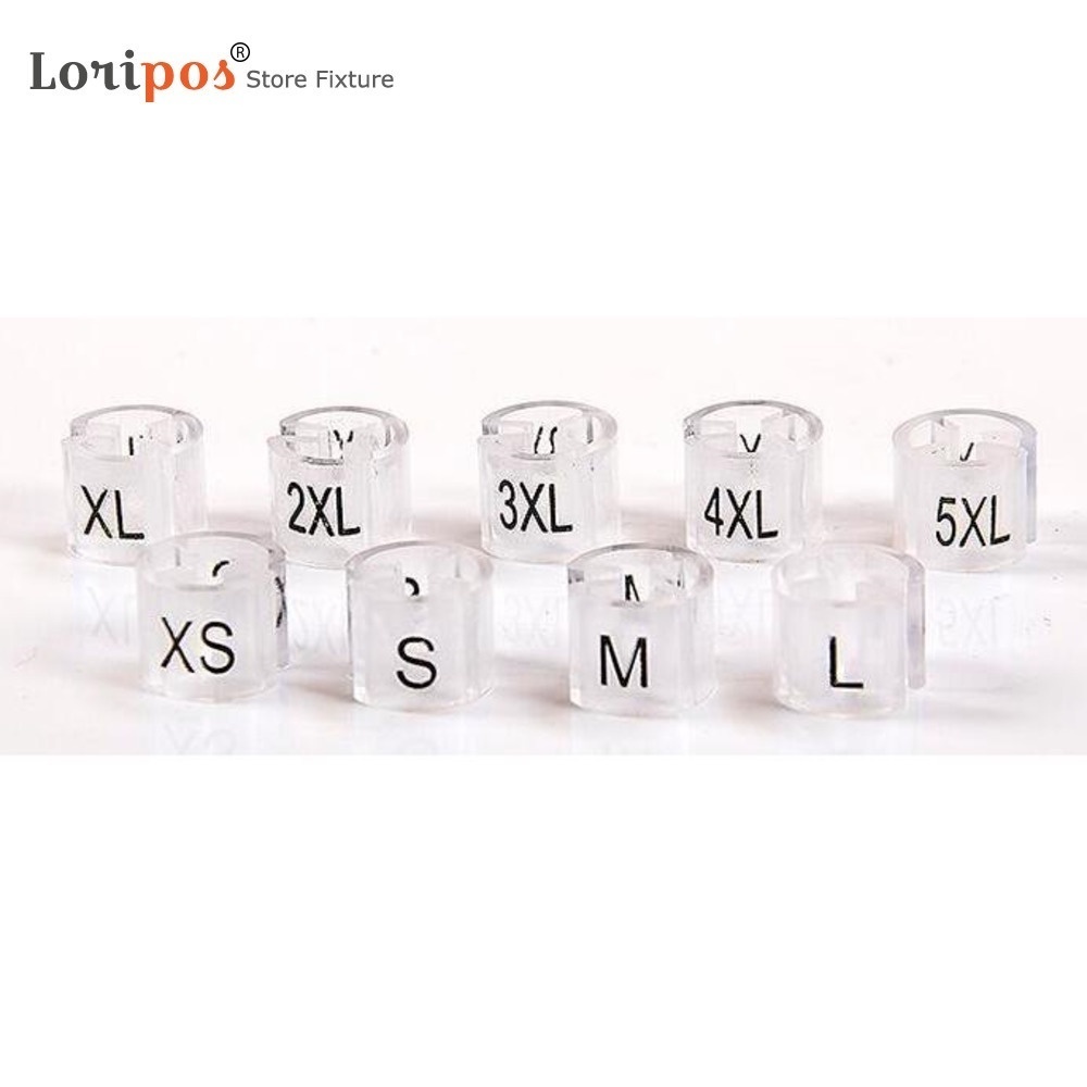 100 Pcs/bag Transparent Plastic Hanger Size Markers Size Tags For Clothing