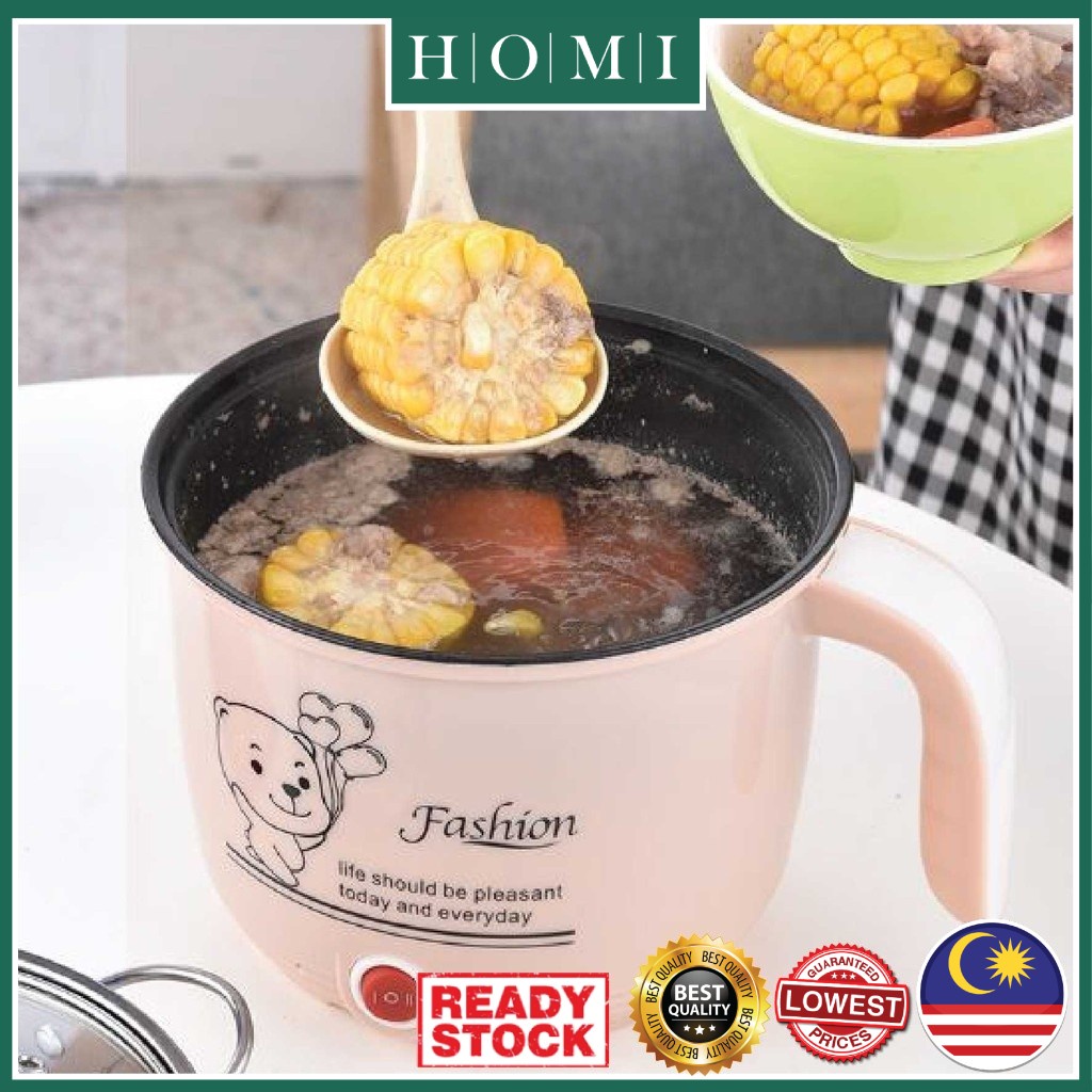 📦HOMI READY STOCK📦3Pin Plug 1.8L Non Stick Electric Pot Mini Rice Cooker Periuk Memasak Serbaguna Multifunction Cooker