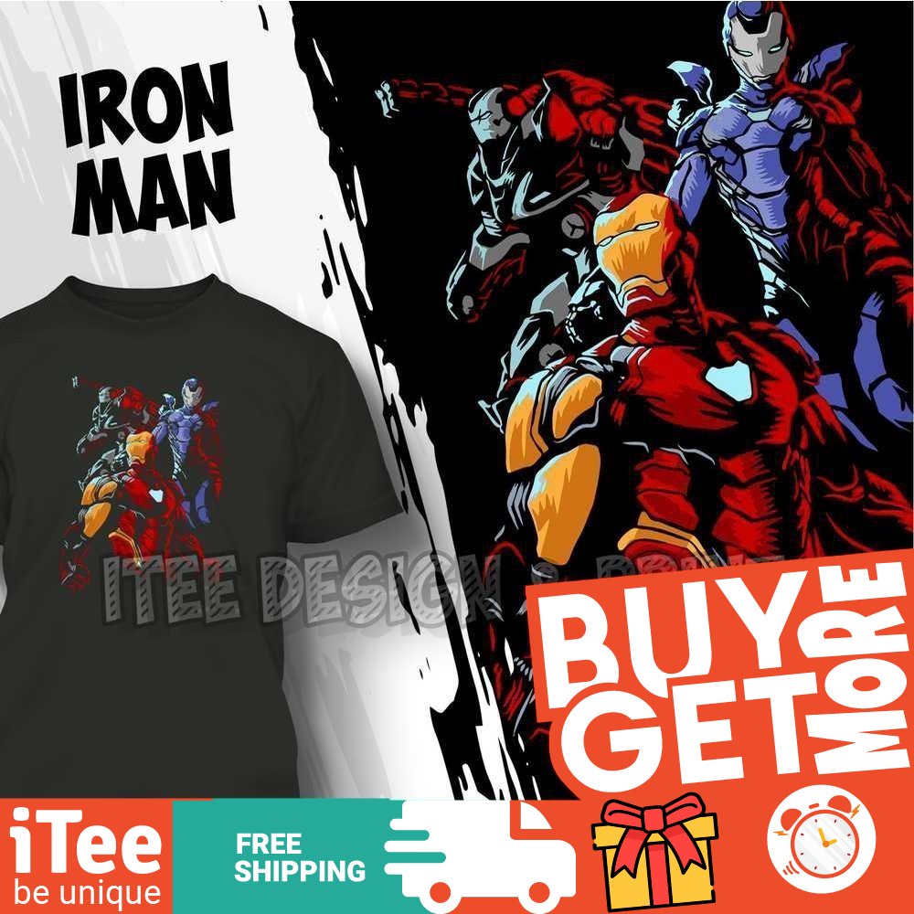 Baju Iron Man Superhero Viral Fashion Gift Kemeja Lelaki Kanak Budak Couple T Shirt Women Clothes Me