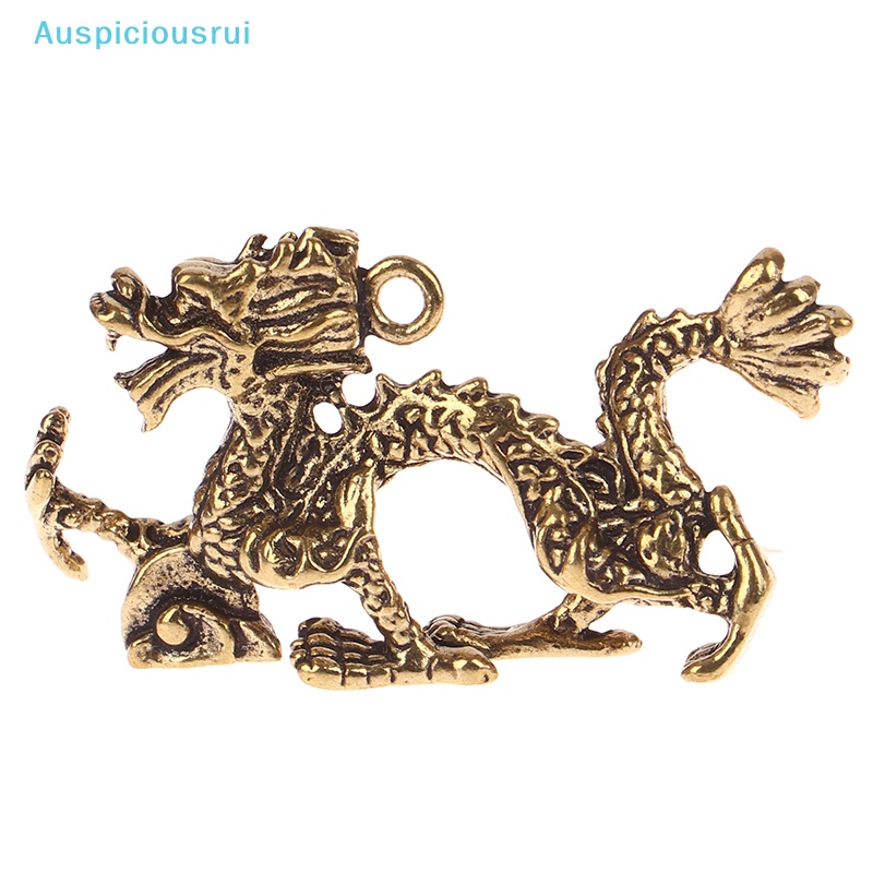 Auspiciousrui 1Pc Solid Brass Zodiac Dragon Small Statue Desktop Ornament Feng Shui Decor