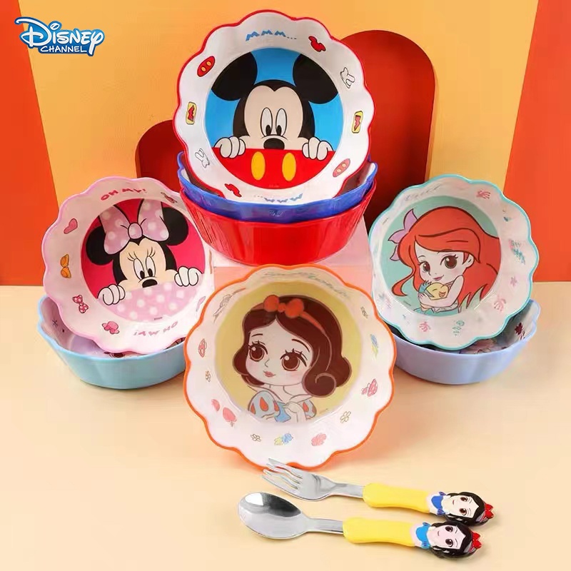 Disney Mickey Mouse Minnie Mouse Bowls Tableware Set, Cute Cartoon Homeware for Babies and Kids, Melamine Rice Noodle Salad Bowl