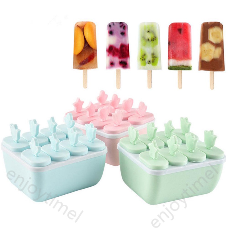 8 Cell Ice Cream Maker Lolly Mould Tray Kitchen Frozen Ice Cream DIY Mold