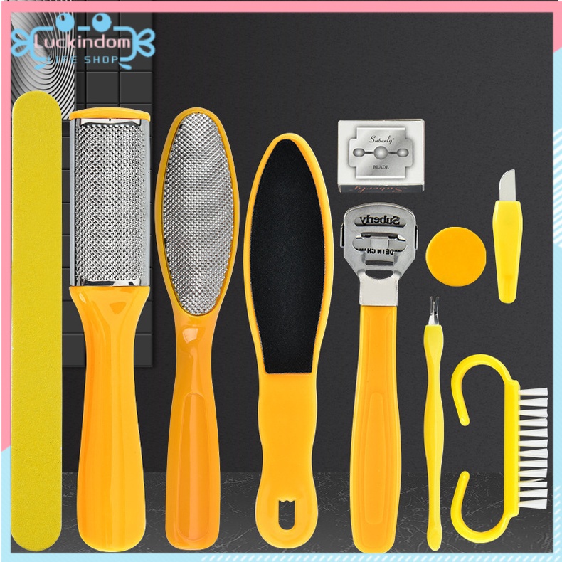 【COD & Ready Stock】8/10 in 1 Professional Foot Care Kit Pedicure Tools Set Pengasah Tumit Kaki Gosok Tumit Dead Skin Remover Tools Pedicure Foot Grinding Tool Exfoliating Stainless Steel Board File Rubbing Scraper Heel Stone