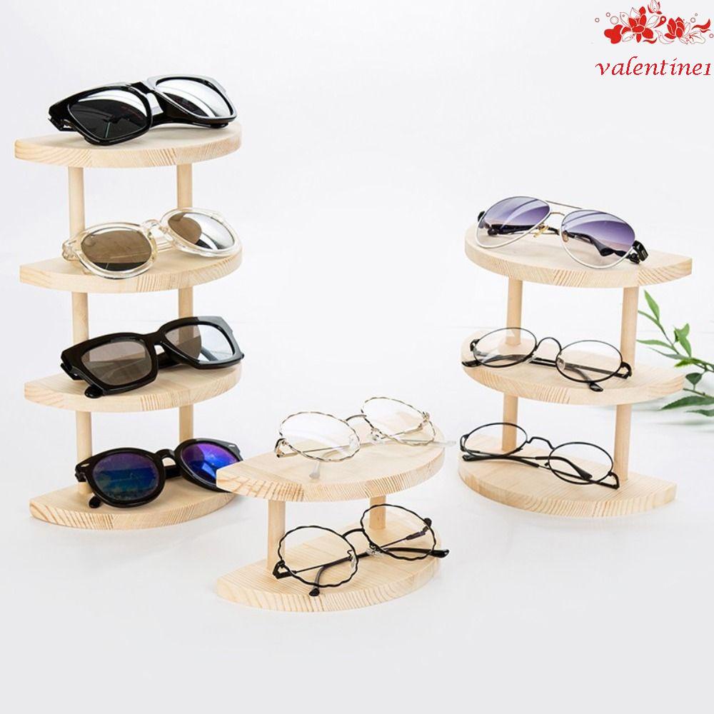 VALENTINE1 Glasses Display Rack Removable Elegant Shop Eyewear Holder Watches Display Rack Wooden Sunglasses Tray Case Jewerly Display Holder Eyewear Stand Holder