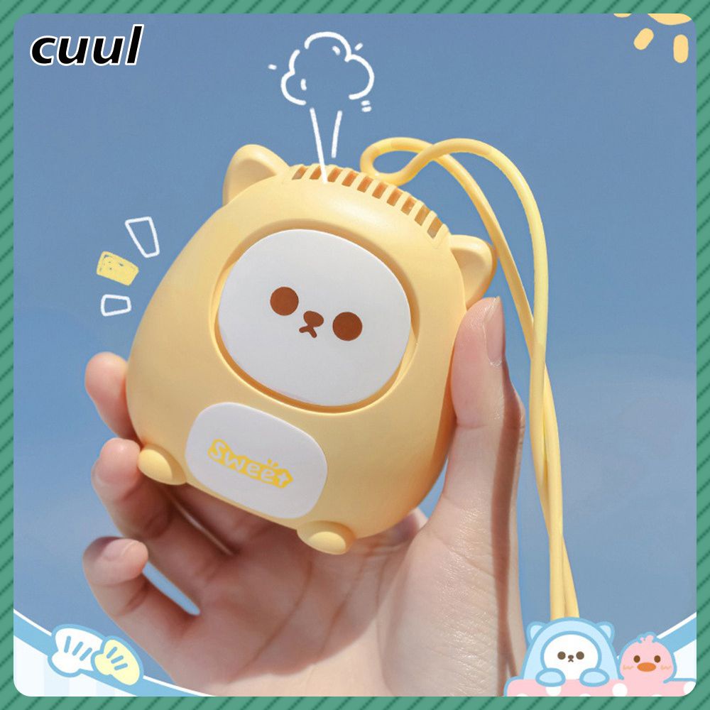 in stock Flower Mi Hanging Neck Fan Small Fan Neck Portable Mini Handheld Hidden Fan Blade Design New Cartoon Small Fan Usb Interface cod