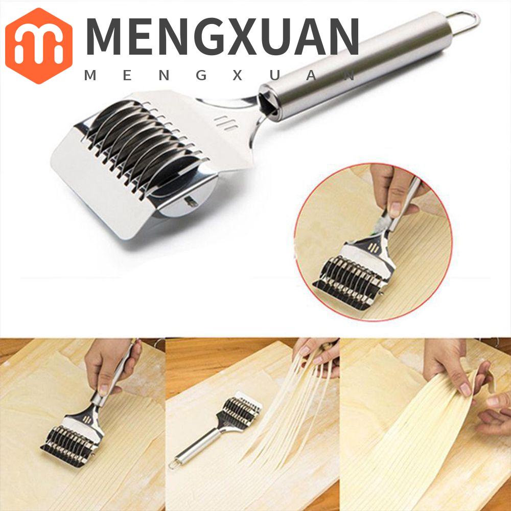 MENGXUAN Brand New Dough Cutter Portable Pasta Spaghetti Cooking Maker Noodle Lattice Roller Silver Stainless Steel Cooking Tools for Kitchen Home High Grade Hot Sale Docker Cookie Craft/Multicolor