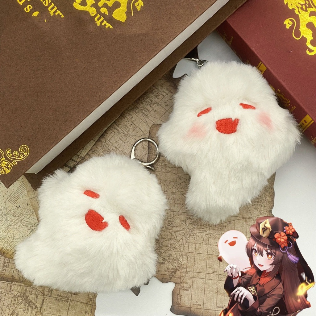 New Genshin Impact Hu Tao Ghost Keychain Pendant Couple Cute Plush Doll Schoolbag Pendant Friend Gift