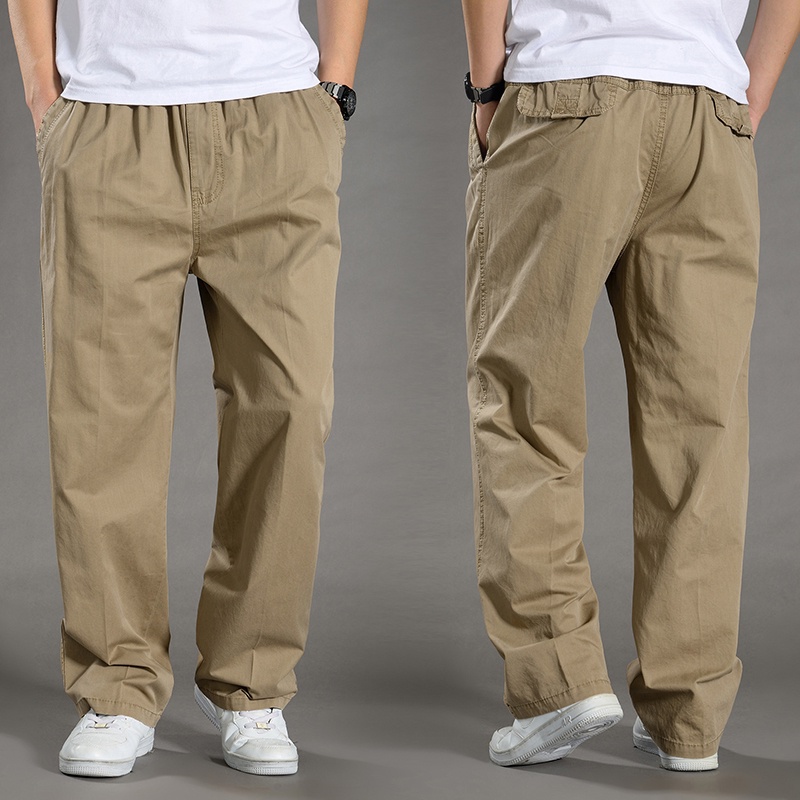 【READY STOCK】ProMan Long Pants Male Five Colorsm-4Xl Pure Cotton Men's Casual Pants Loose And Breathable Cotton Twill Fashion Back Pocket Design
