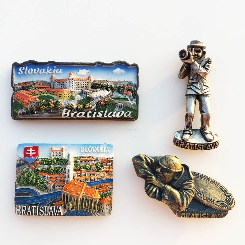 Manufacturer Ready Stock Cross-Border Supply Slovakia Resin Painted Tourist Souvenir Decoration Crafts Magnetic Refri