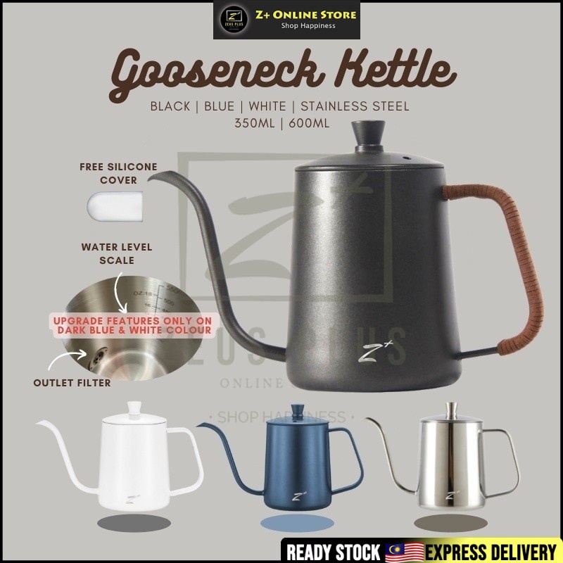 Z+ Pour Over Kettle Gooseneck Kettle with Lid (350ML/600ML) Stainless Steel 304 Narrow Spout Hand Brew Slow Drip Coffee