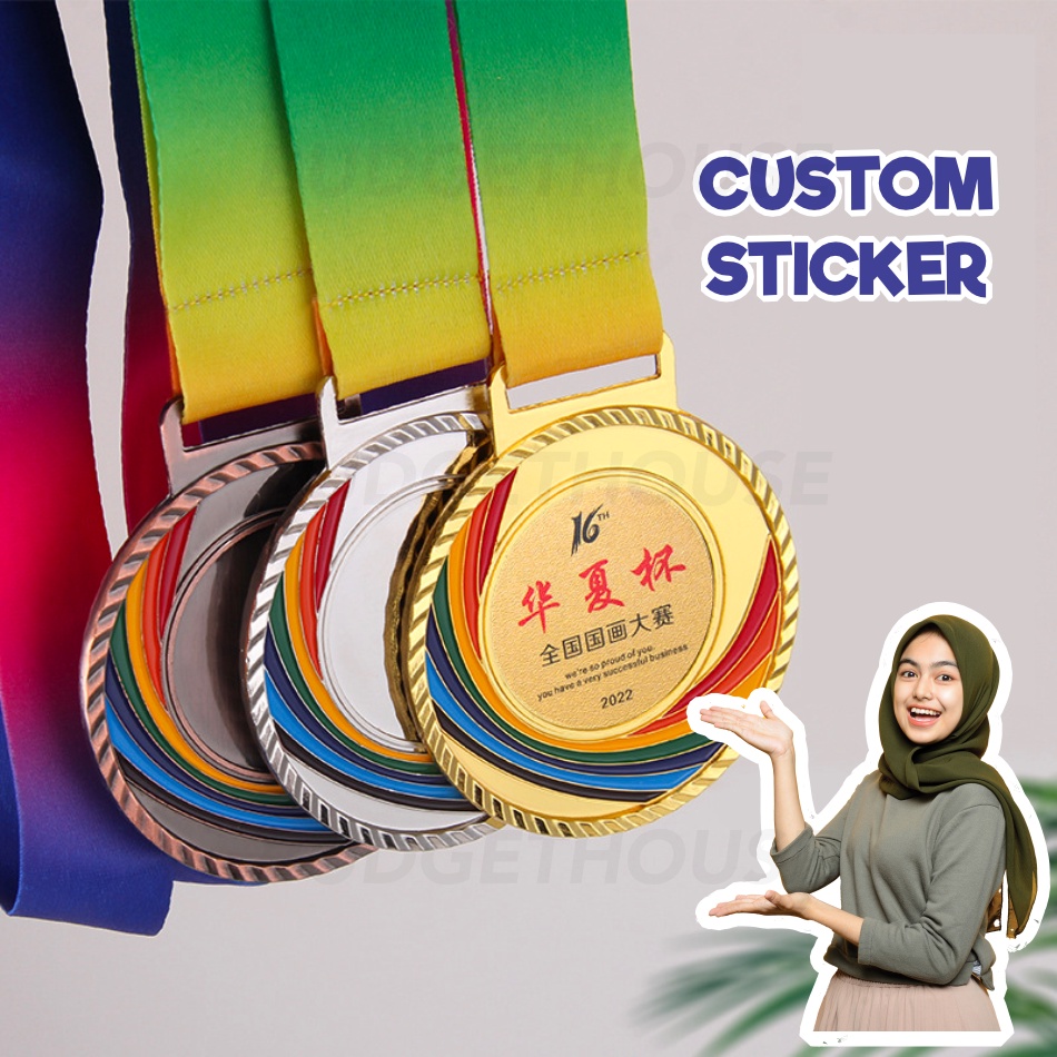 (KL/Perak) Free Design METAL Medal Both Side Sticker Medal Besi With Ribbon Alloy Gold,Silver,Bronze