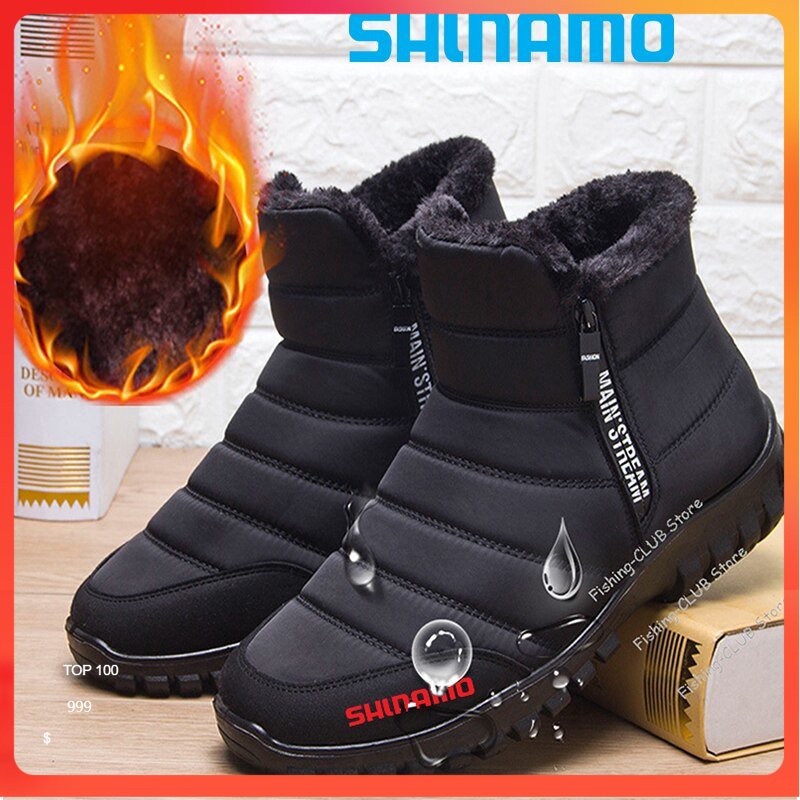 2023 Fisherman Winter Velvet Warm Snow Boots Non-slip Outdoor Sports Hiking Shoes Men's Cotton Tactical Fishing Wate