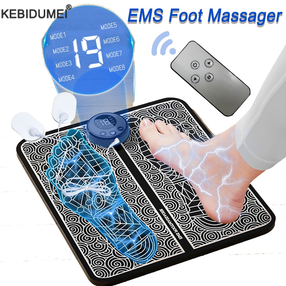 Electric EMS Foot Massager Pad Relief Pain Relax Feet Acupoints Massage Mat Shock Muscle Stimulation Improve Blood CirculationRelief Pain USB Rechargeabl