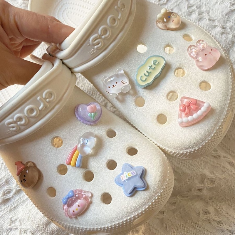 Cute Cat Rainbow Crocs Jibbits Bunny Flower Shoe Charms Star Cake Jibits Charm Pin Bowknot Bear Jibitz Crocks for Kids Shoes Accessories Decoration