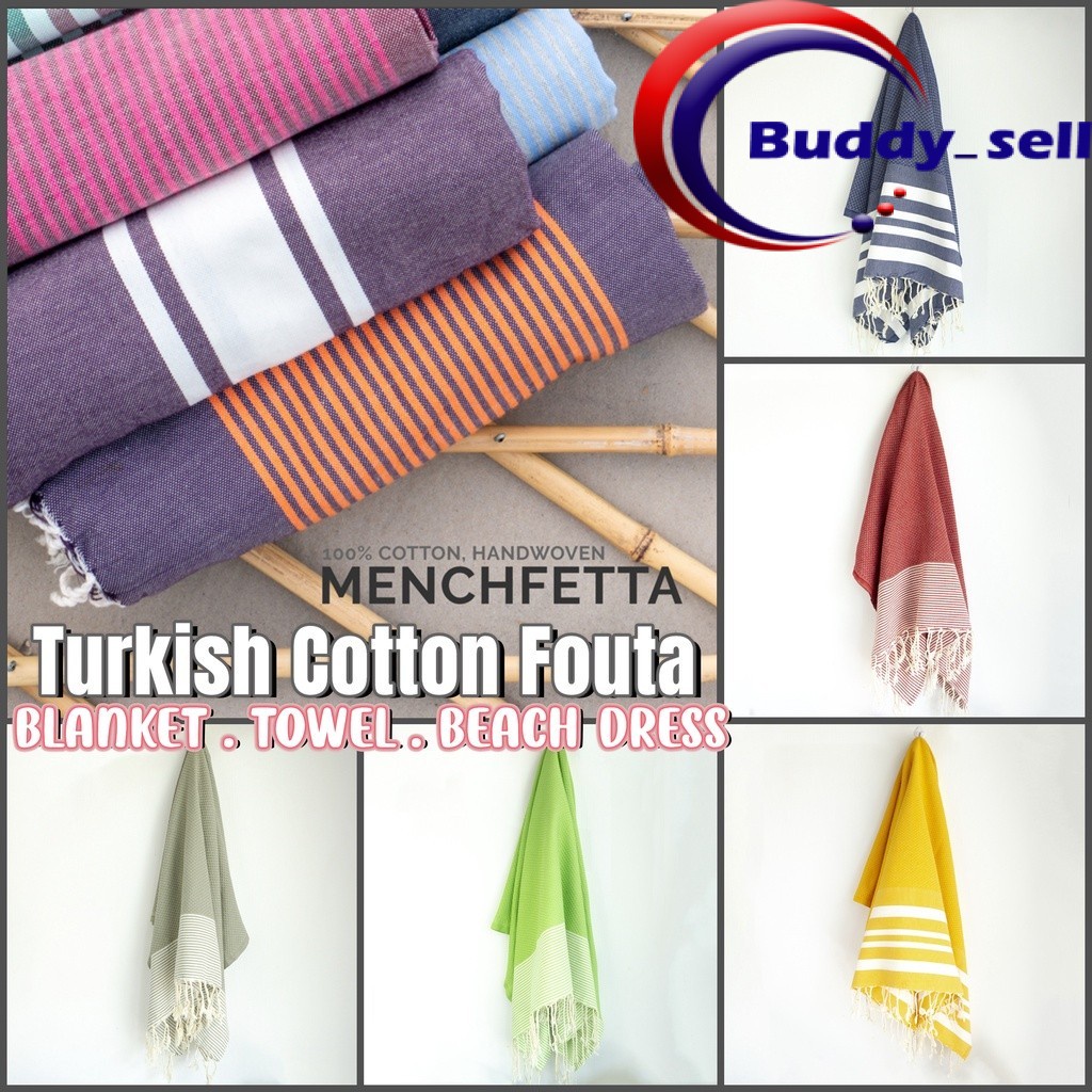 Turkish Cotton Fouta Tassel Blanket Beach Towel (L/XL/XXL Size)Travel Tunisia Plaid Absorbent Outdoor Swimming Sunscreen