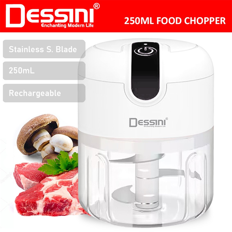 DESSINI ITALY 250mL USB Rechargeable Capsule Cutter Spin Chopper Blender Grinder Mixer Mincer Juicer Pengisar Pengadun