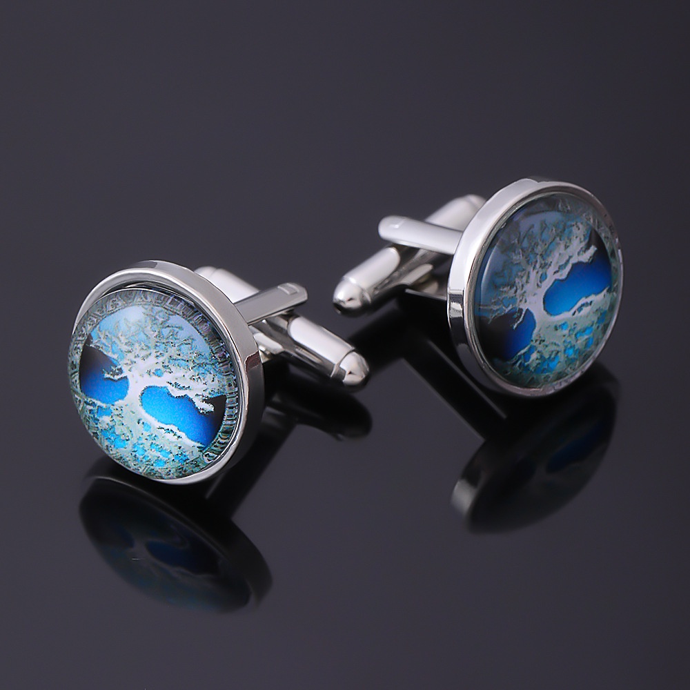 New Tree of Life Time Treasure Cufflinks Vintage Metal Man's Business Shirt Sleeve Studs Suit Badge