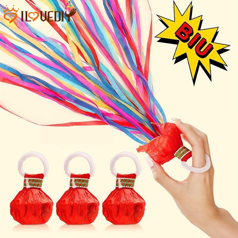 Hand Throwing Confetti Poppers / Festivals Celebration Atmosphere Decor Props / Wedding Birthday Party Throw Streamers / Romantic Colorful Bomb Paper Ribbons