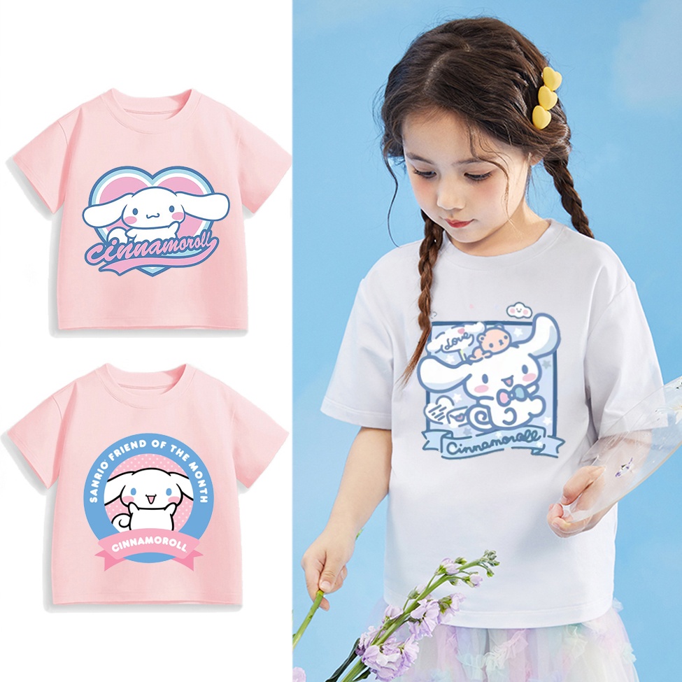 Kawaii Cinnamoroll Girl T Shirt Pretty Kids Tshirt Princess Girls Tops Cartoon Baby Clothes Childrens Gift Baju Budak Perempuan