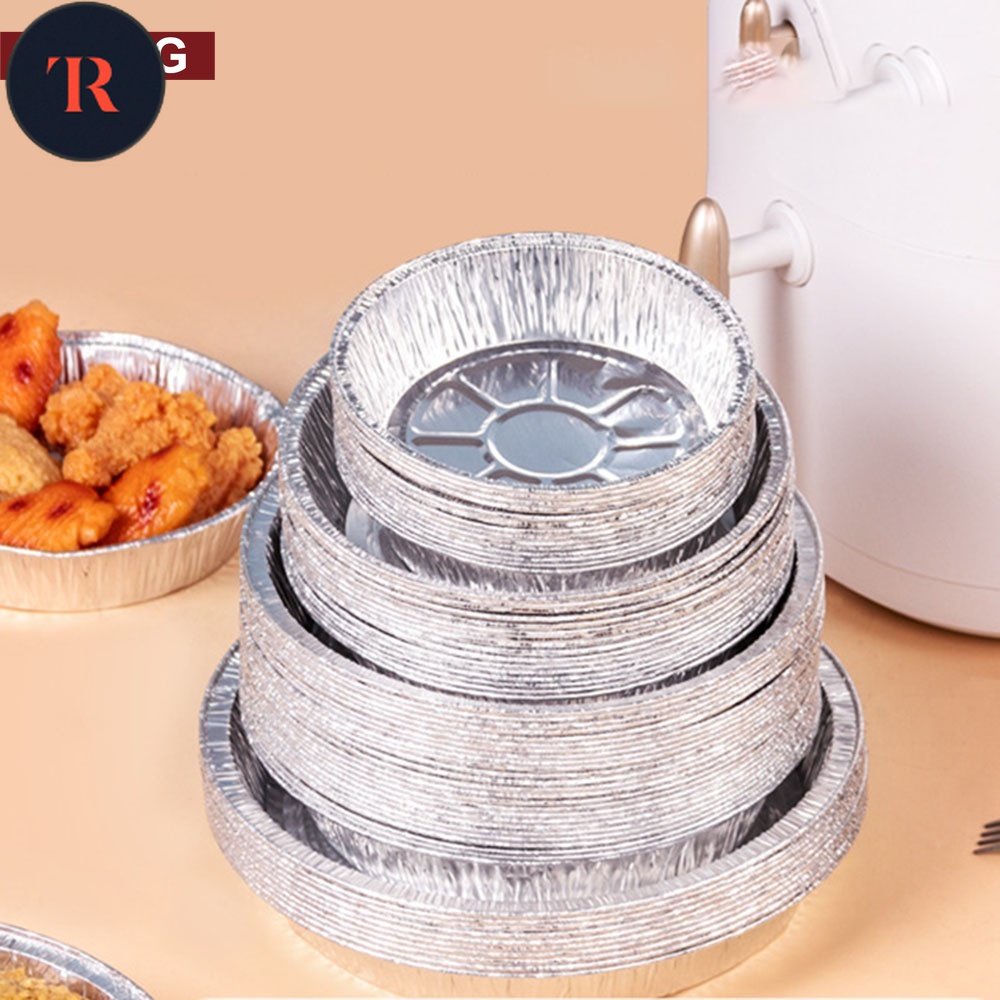 TR-10pcs 6/7/8 Inches Air Fryer Paper Disposable Tin Foil Pad Pan Oven Bake Aluminum Foil Bowl Pizza Holder Household Ro