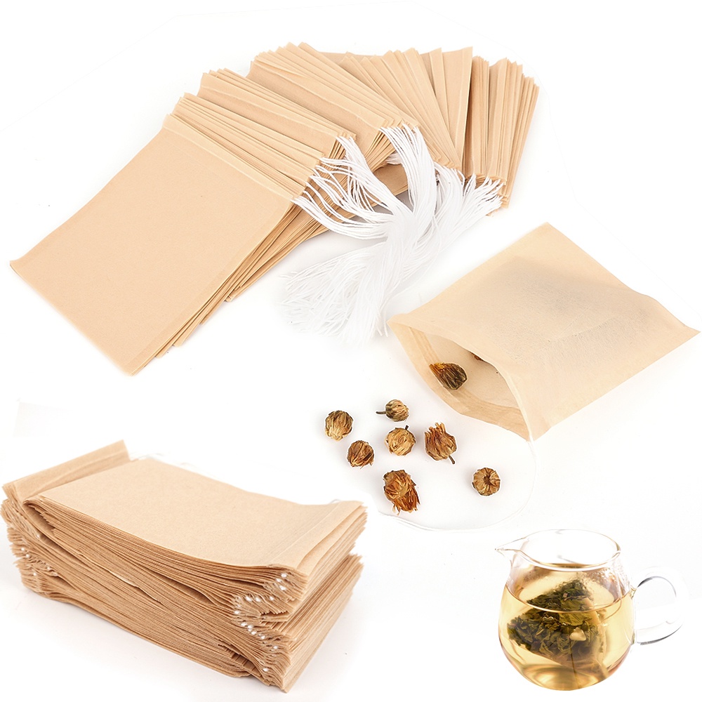 50/100 Pcs Medicinal Materials Soaking Pack Disposable Drawstring Empty Tea Filter Bag Eco-Friendly Biodegradable Paper Hotpot Spice Cooking Pouch Coffee Powder Packet Multi Size