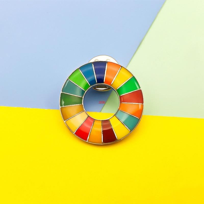 seng Round Magnet SDG - Sustainable Development Goals United Nations Representative Brooch Fashion Rainbow Pins