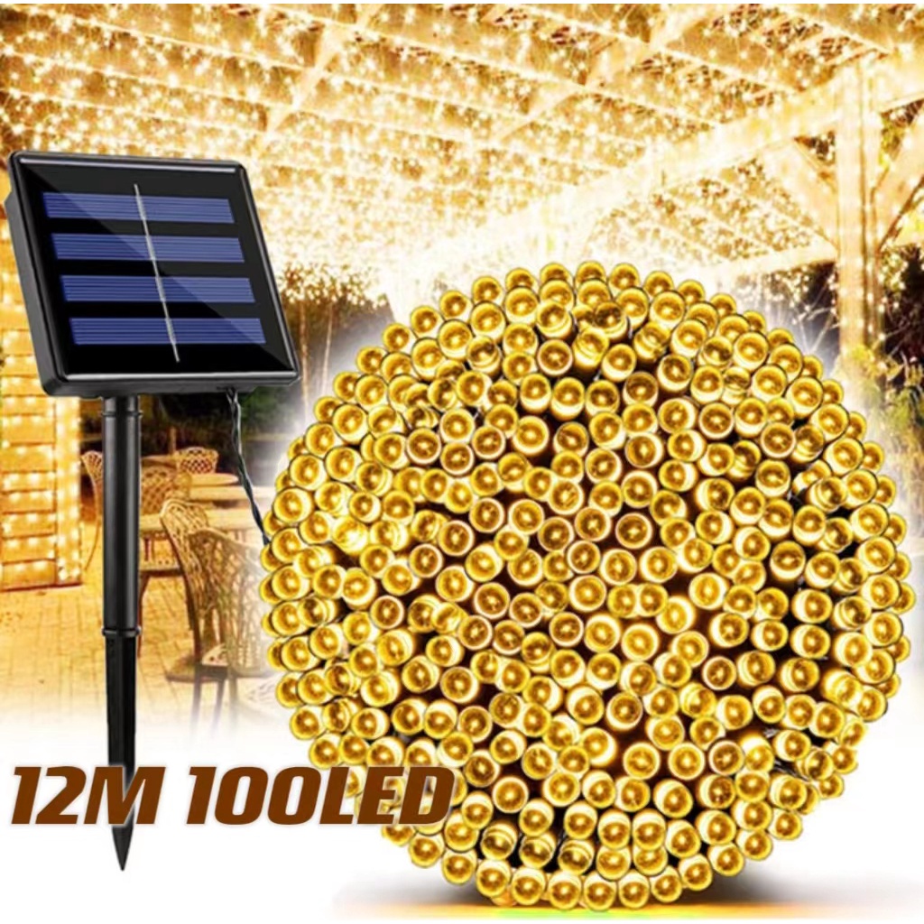 Quality Purpose Ready Stock Lampu Raya Kelip Solar 12M String Lights Outdoor Waterproof Garland Wedding Christmas Gar... - Image 3