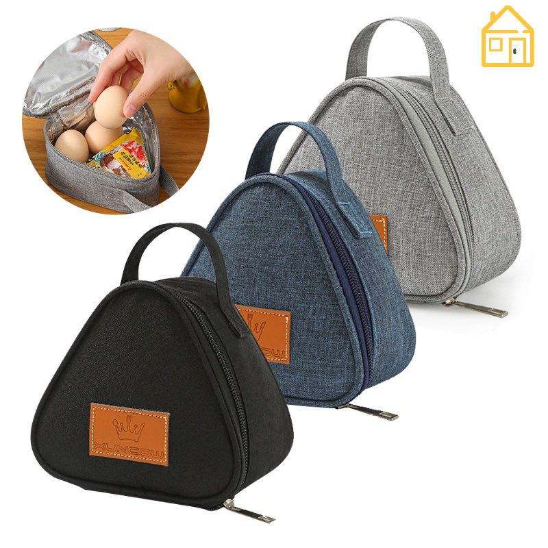 Portable Breakfast Insulation Thermal Bag / Adult Kids Small Triangle Rice Balls Lunch Bag Pouch