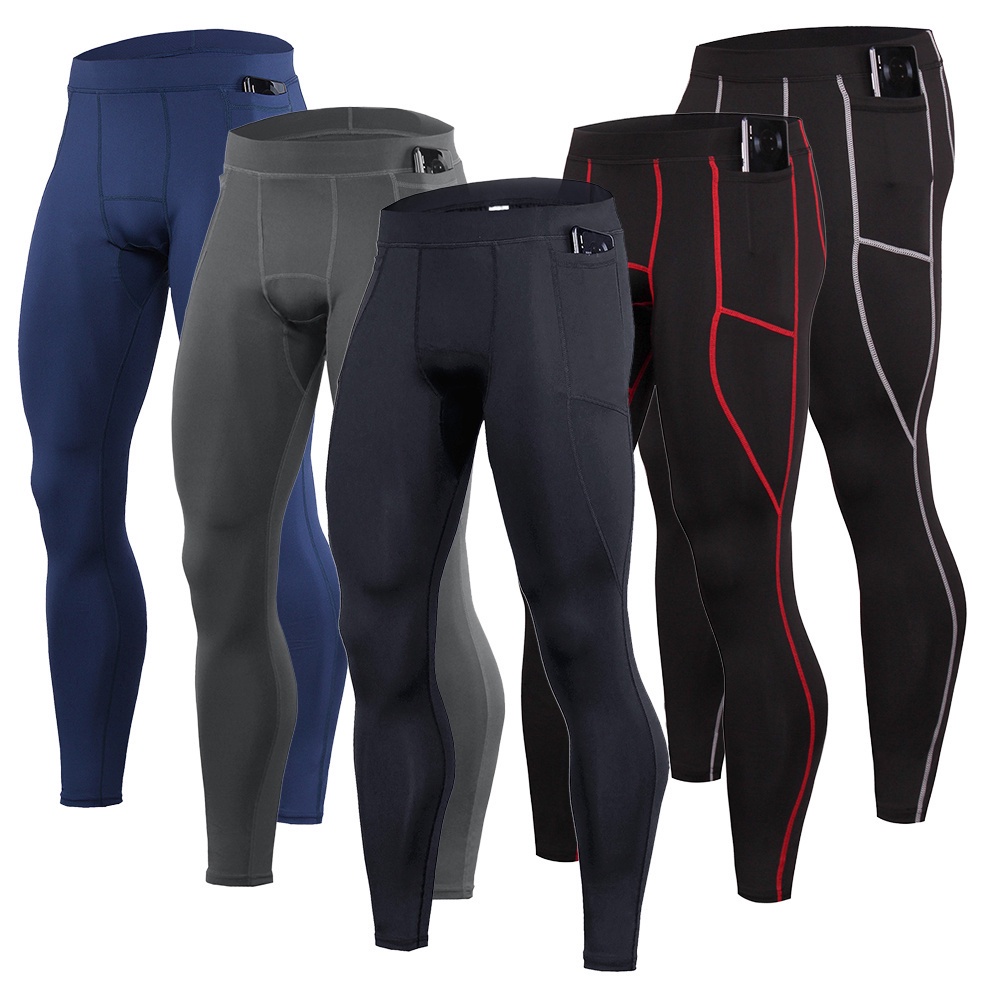 Elevate Your Workout: Men's Sports Compression Pants with Pocket-Stay Dry and Comfortable During Gym and Running Session