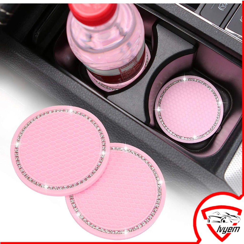 Pink Car Cup Coaster Universal Non-Slip Cup Holders Embedded In Ornaments Mat PinkBarbie Style Car Interior Accessories