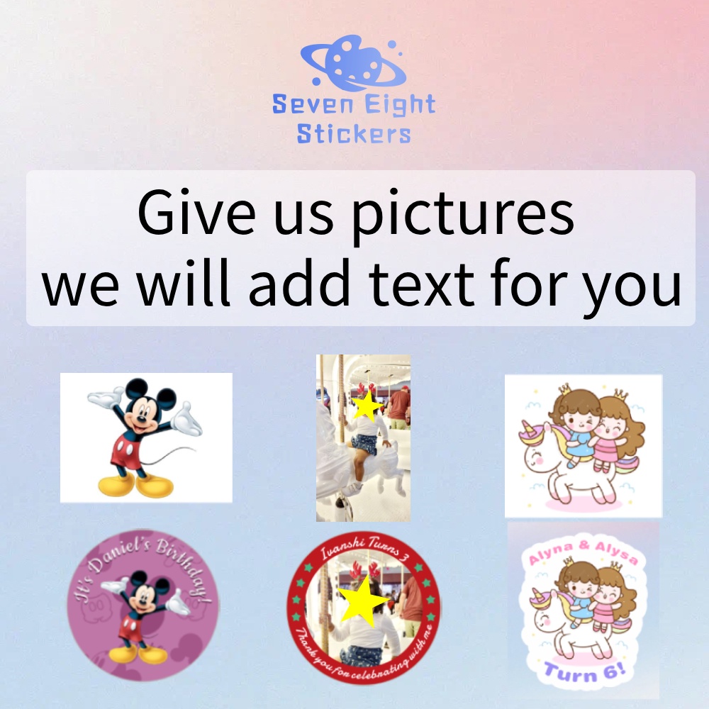 Customise Personalised Sticker Label Printing - Give Us Pictureswe Will Add Text for You | Any Size | 1 Day Ready！