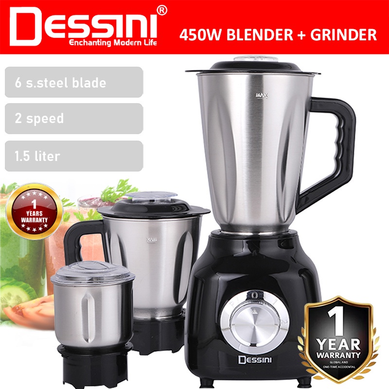 DESSINI ITALY 1.5L Stainless Steel Blender Grinder Mixer Juicer Extractor Food Processor Smoothie Ice Crusher / Pengisar