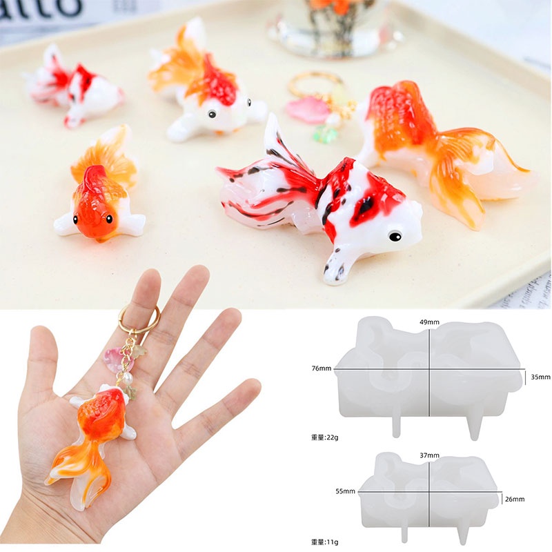 CHK 3d Goldfish Fish Silicone Mold Tropical Fish Keychain Pendant Crystal DIY Epoxy Resin Molds Jewelry Casting Making Tools