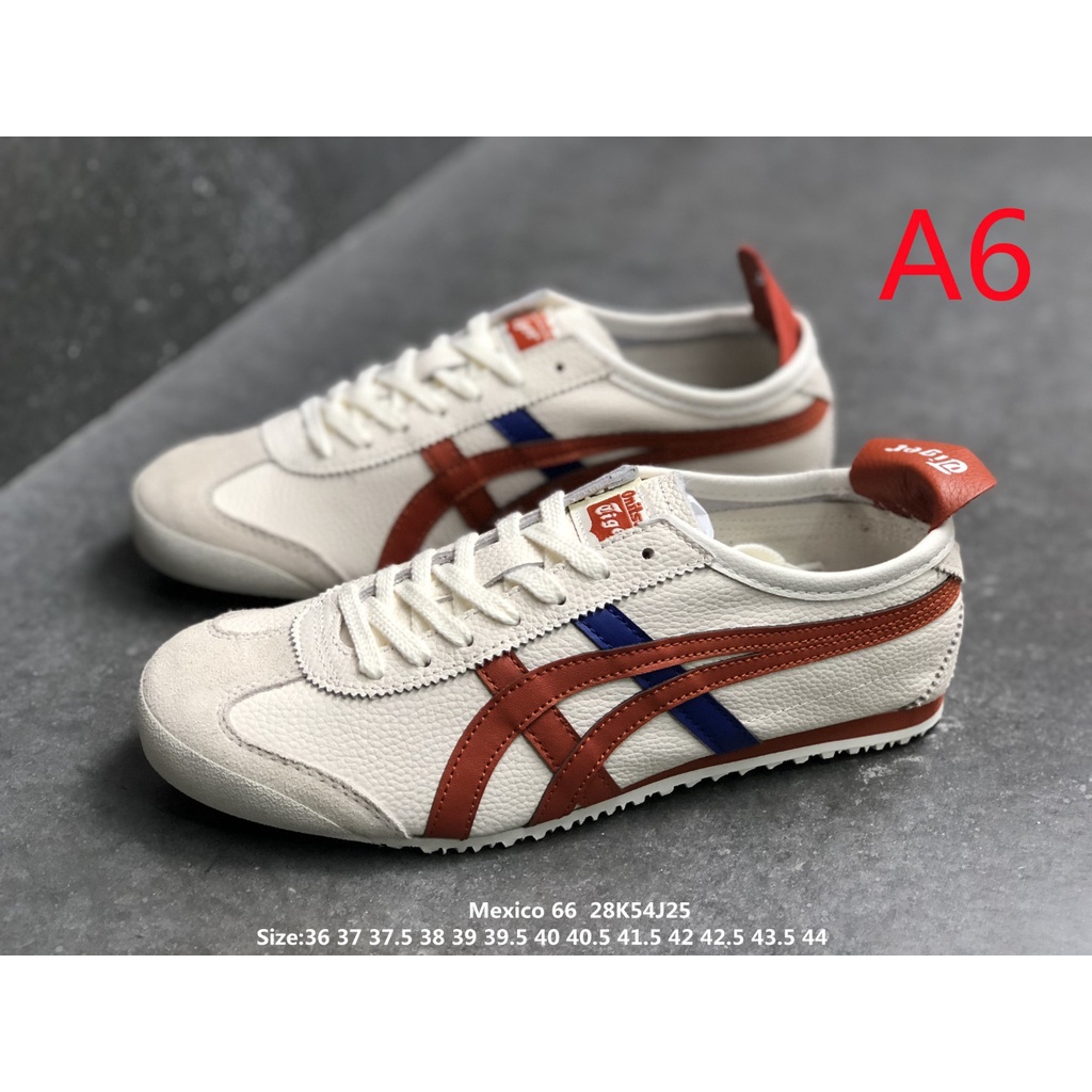 New Onltsuka shoes 66 New original leather men's and women's shoes sneakers white red blue JE5O