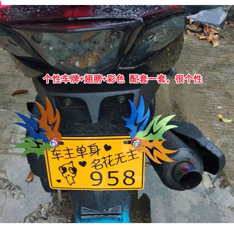 License Plate Decoration License Plate Screws Decoration Wings Electric Motorcycle Modification Accessories Decoration Wings Little Turtle Wildfire Qiaogei Xunying Fuxi Zuma License Plate Scre