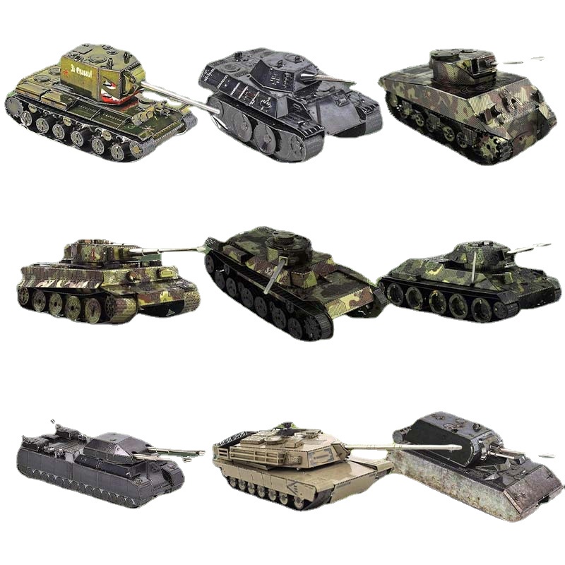 Military Tank Model Puzzles 3D Metal DIY Handmade Toys Spider Tank T-34 Tank Panzer VIII Maus Jigsaw Toys for Kids and Adults