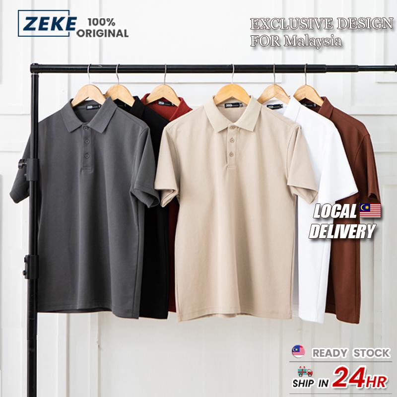 ZEKE A0016 Men Polo Shirt Plain Cotton Microfiber Short-sleeved Loose Fit All-match Casual Lelaki Berkolar