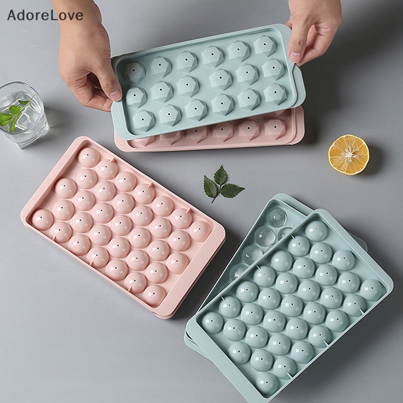 ADL 1Pc 3D Round Ice Cube Tray with Lid Plastic Diamond Spherical Style Ice Mold LE