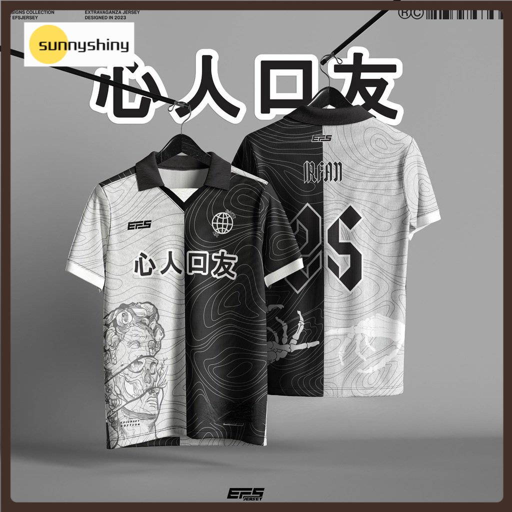 Jersey Viral Custom Name Number Baju Raya 2023 New Retro Jersey Collar Viral Tiktok Fashion Street Wear Ootd Jersey Murah Baju Lelaki Berkolar Lengan Panjang Microfiber Pendek